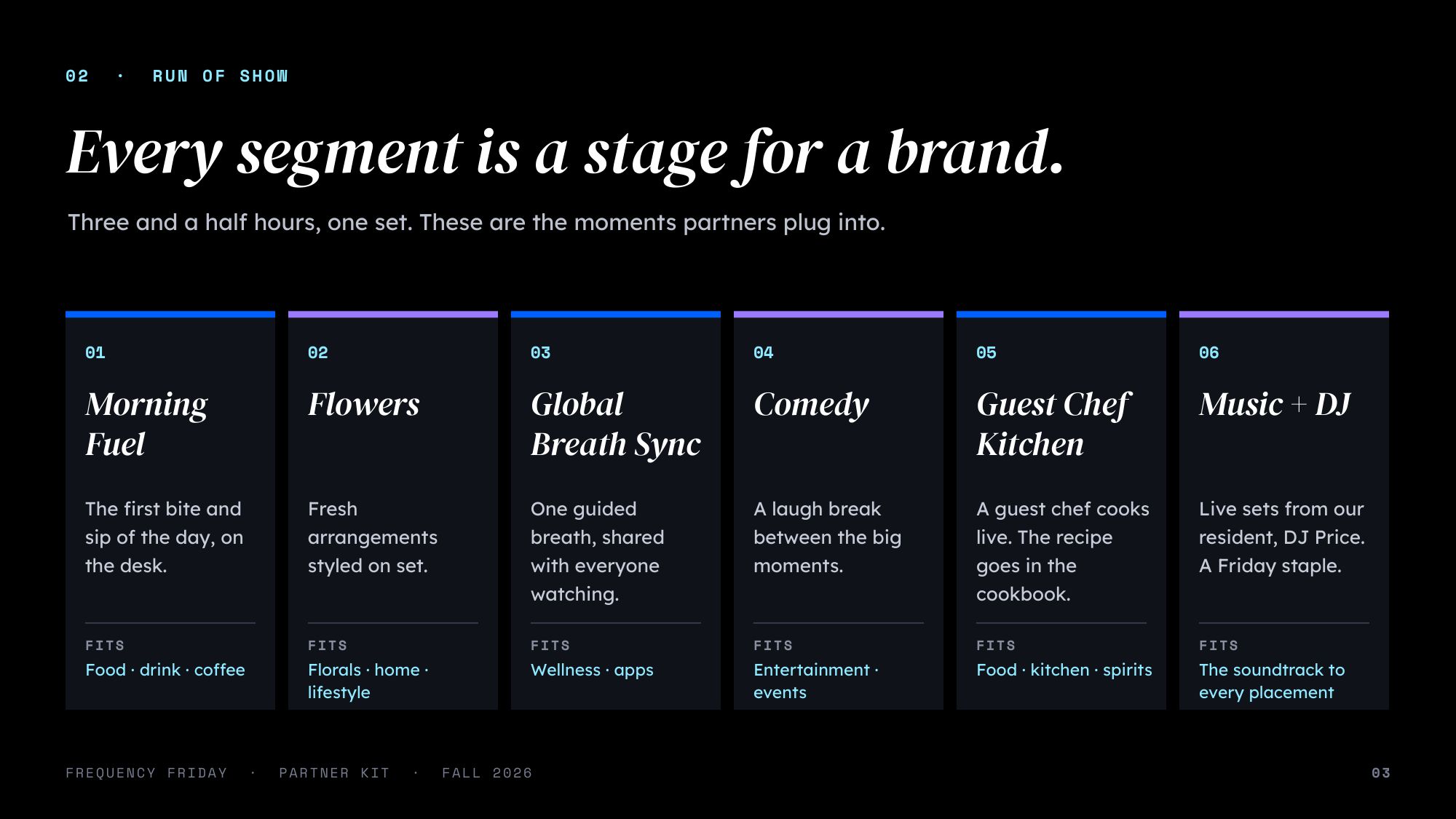 Run of show: every segment is a stage for a brand