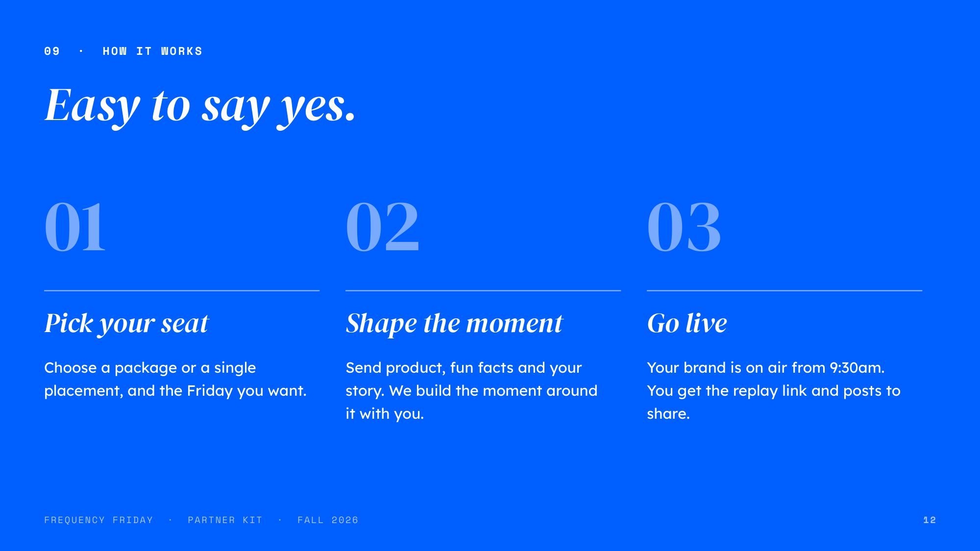 How it works: easy to say yes